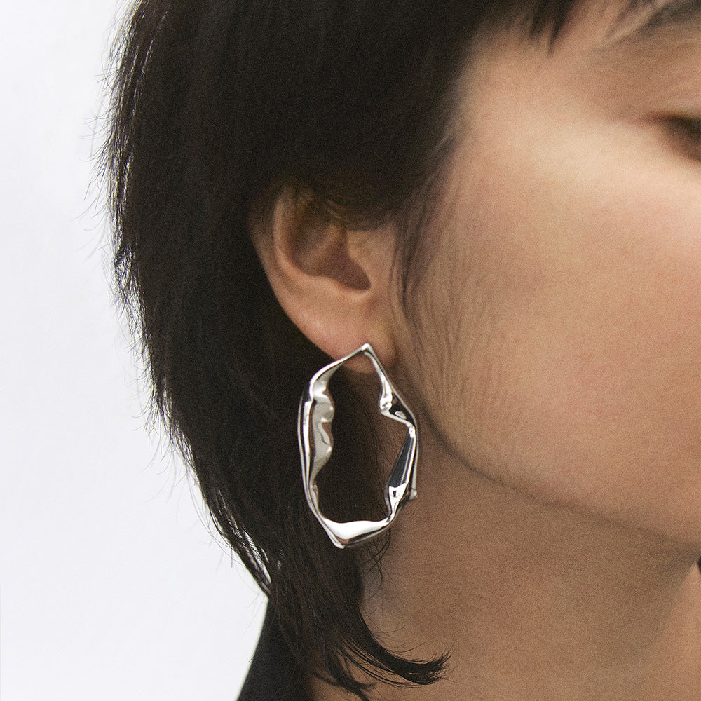 Silver plated statement hoops