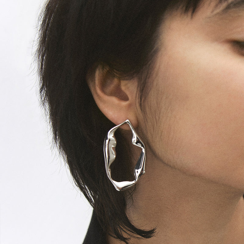 Silver plated statement hoops