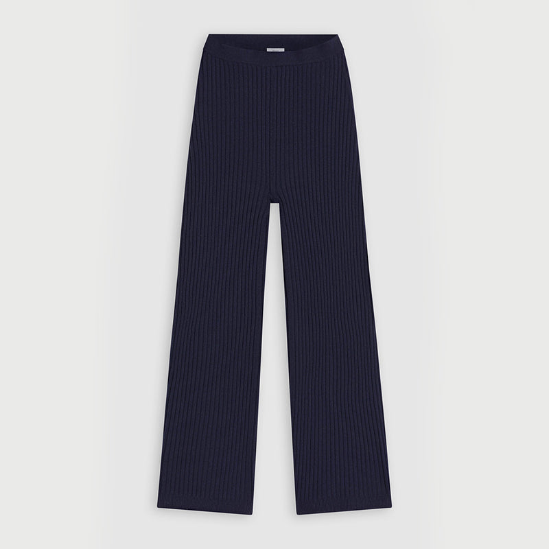 Wide leg knitted pants dark night