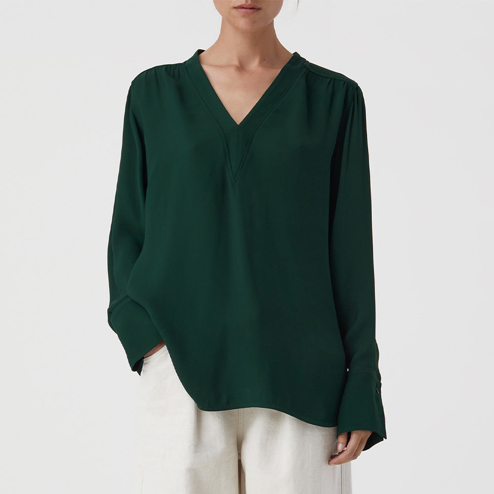 V-neck blouse fern green