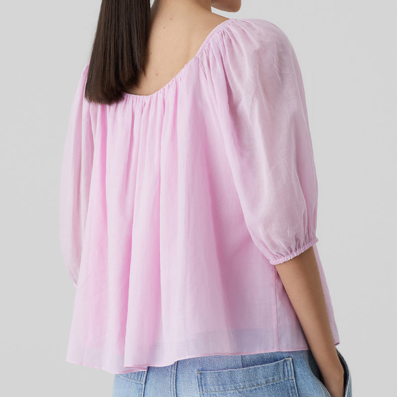 Puff sleeve blouse rose