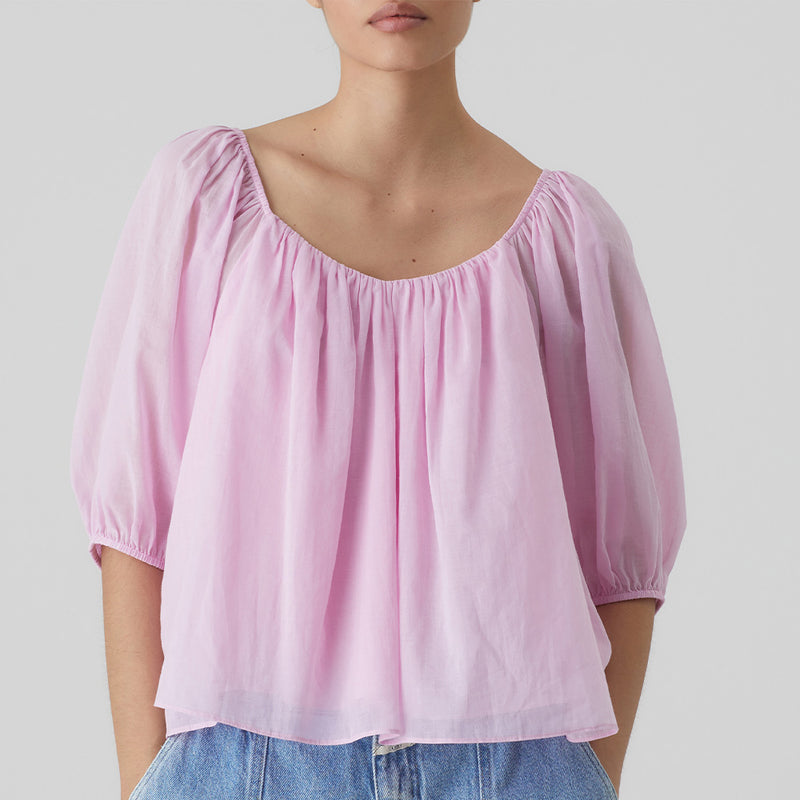 Puff sleeve blouse rose