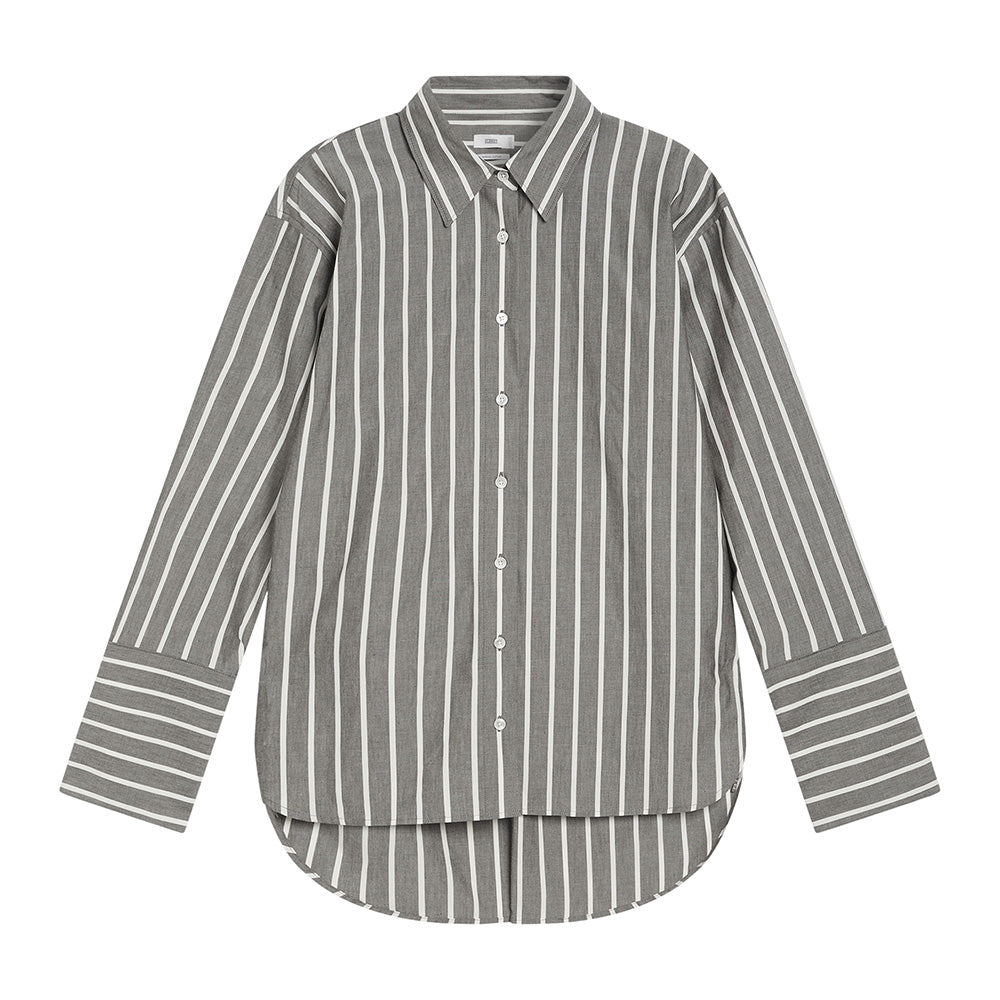 High cuff shirt grey stripe