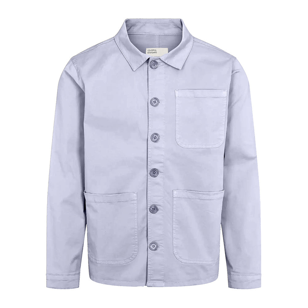 Organic workwear jacket soft lavender