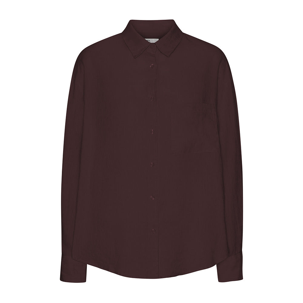Linen oversized shirt oxblood red