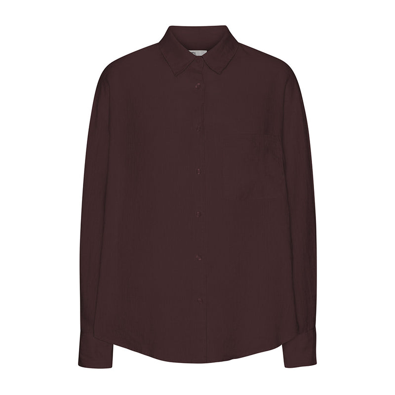 Linen oversized shirt oxblood red