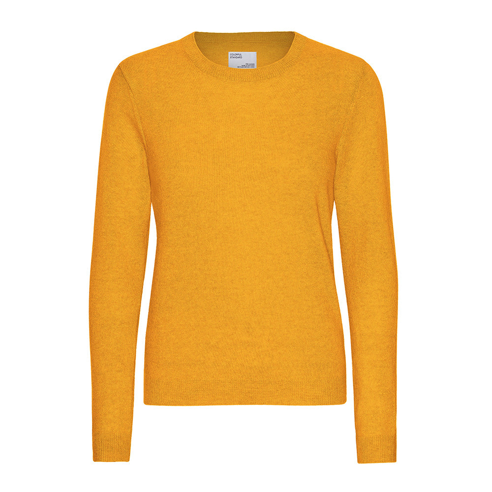 Women light merino wool crew burned yellow