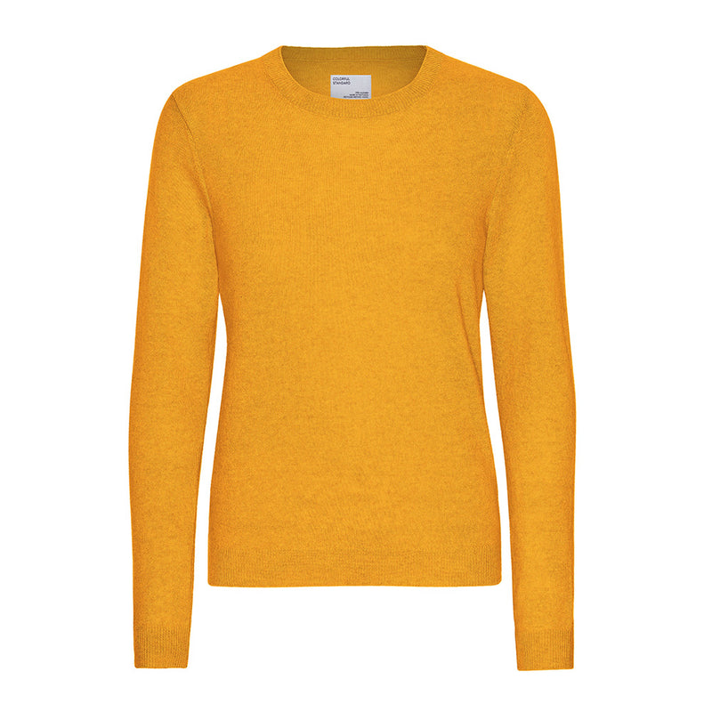 Women light merino wool crew burned yellow