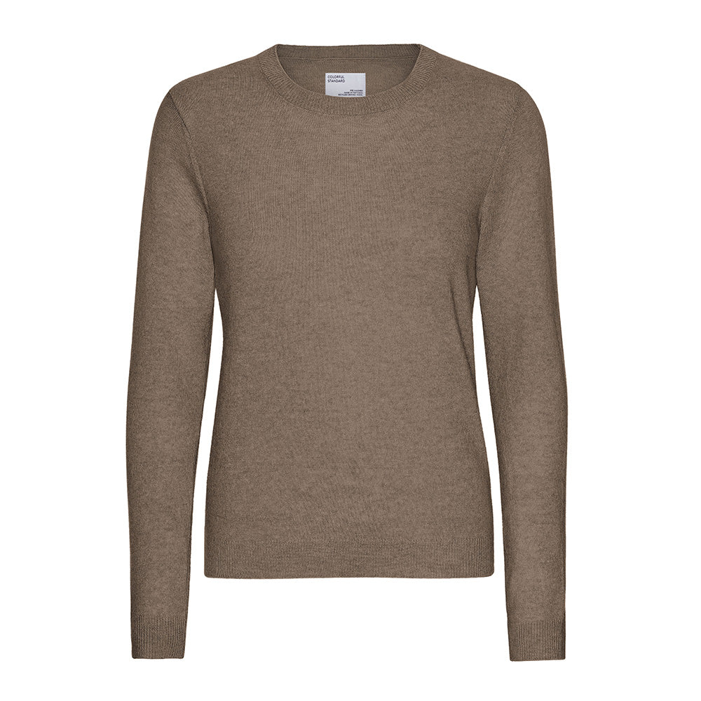 Women light merino wool crew warm taupe