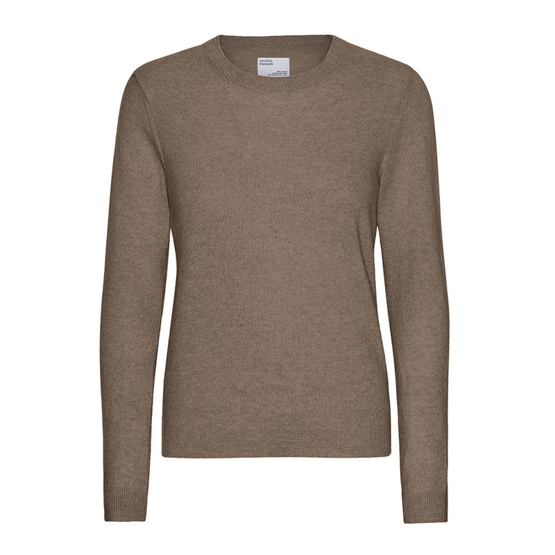 Women light merino wool crew warm taupe