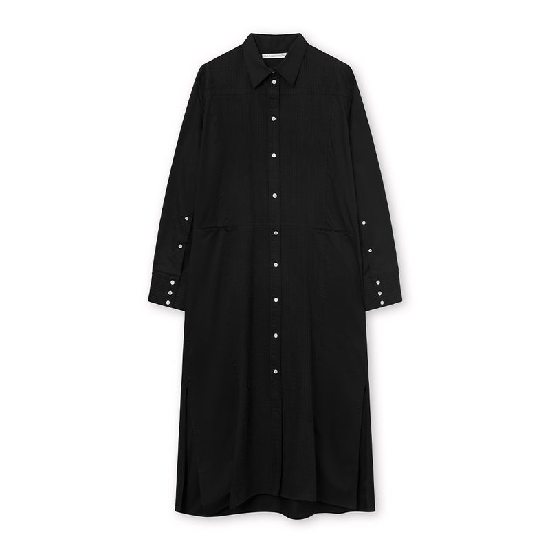 Dione pleated poplin dress black