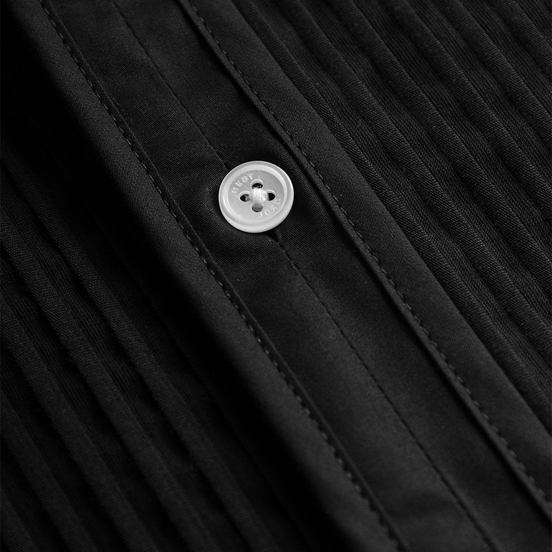 Dione pleated poplin dress black