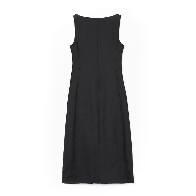 Daisa linen herringbone dress black