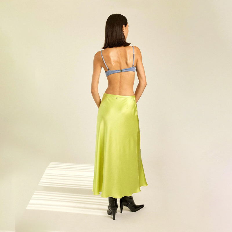 Satin maxi skirt lemon