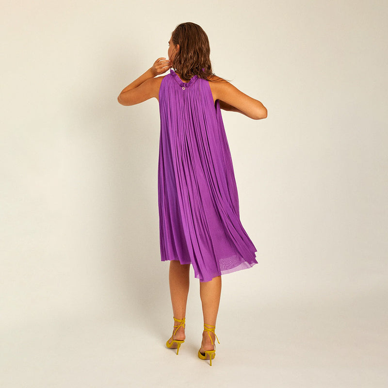 Tulle silk dress violet