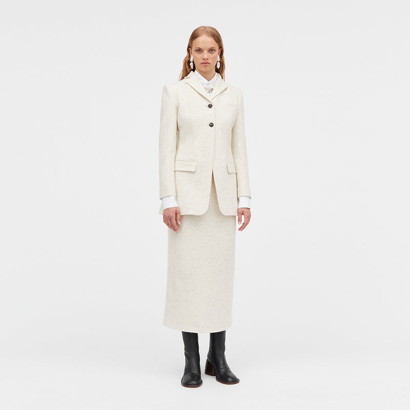 Jemina cotton wool dupioni jacket ivory