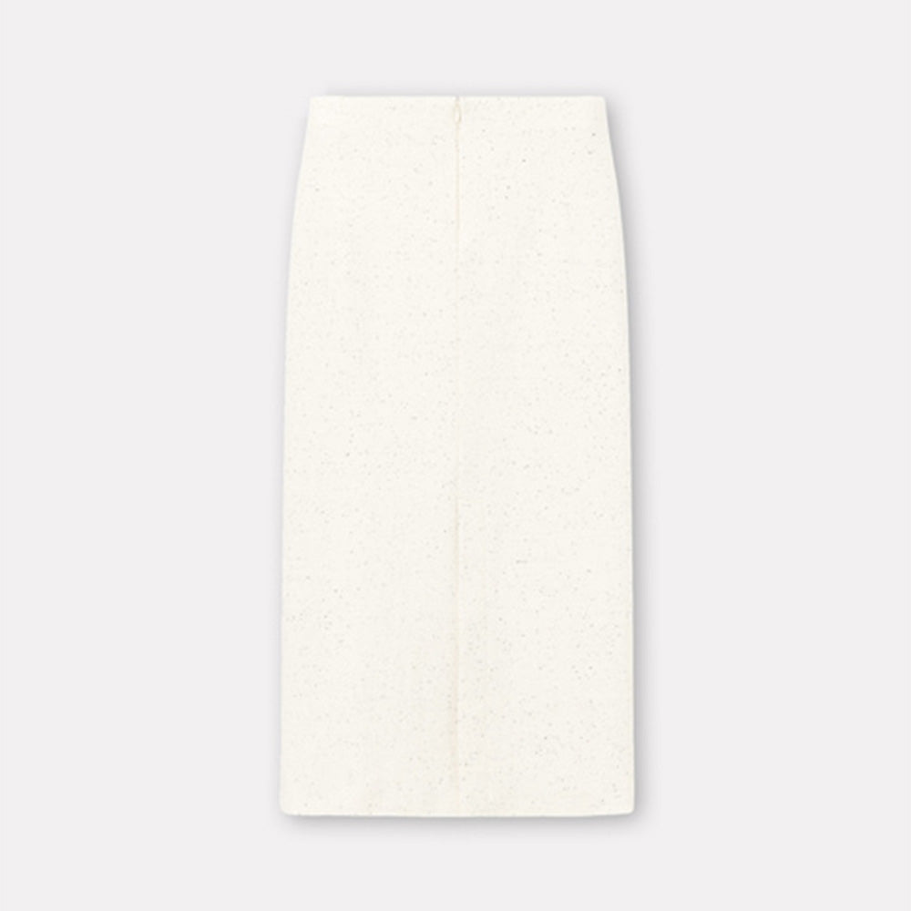 Nuri cotton wool dupioni skirt ivory