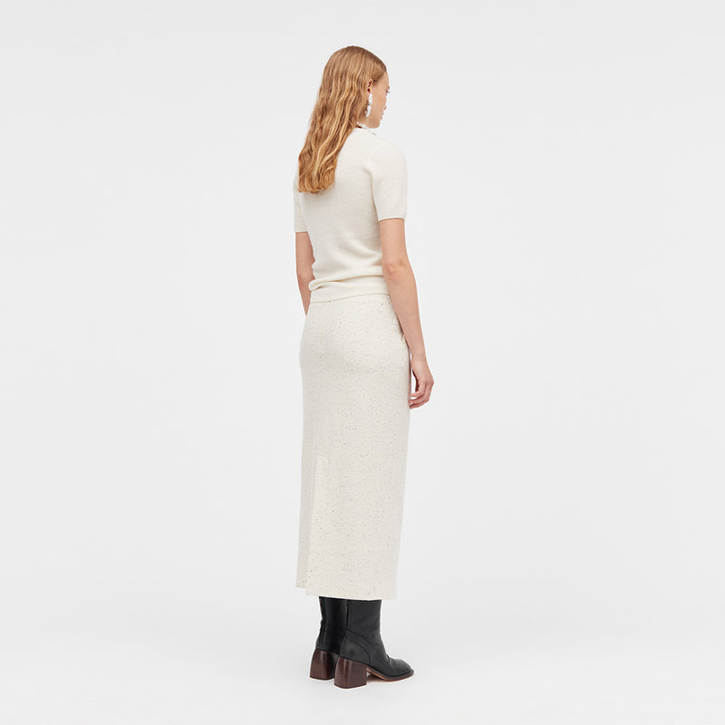Nuri cotton wool dupioni skirt ivory