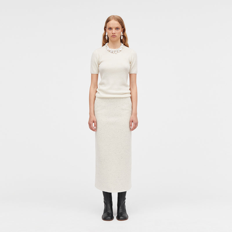 Nuri cotton wool dupioni skirt ivory
