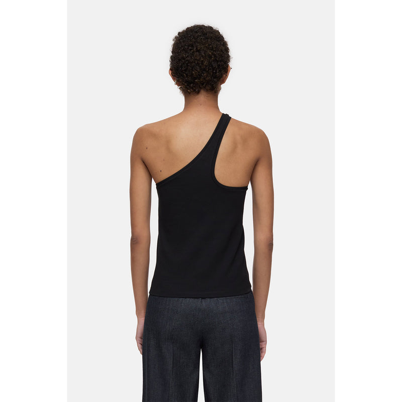 One shoulder tank top black