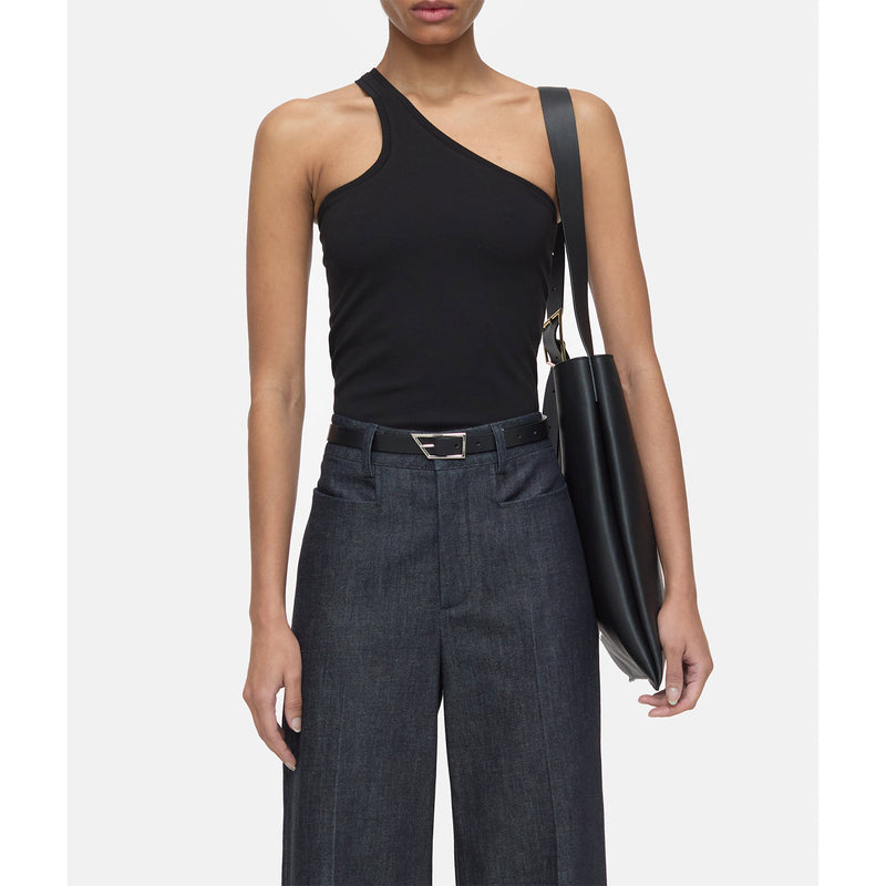 One shoulder tank top black