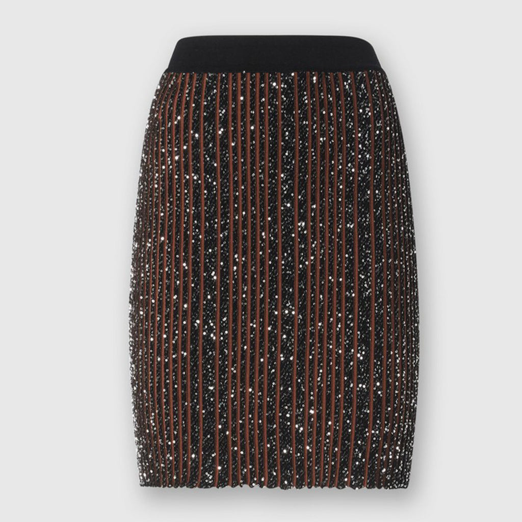 Mini skirt with sequins black/brown