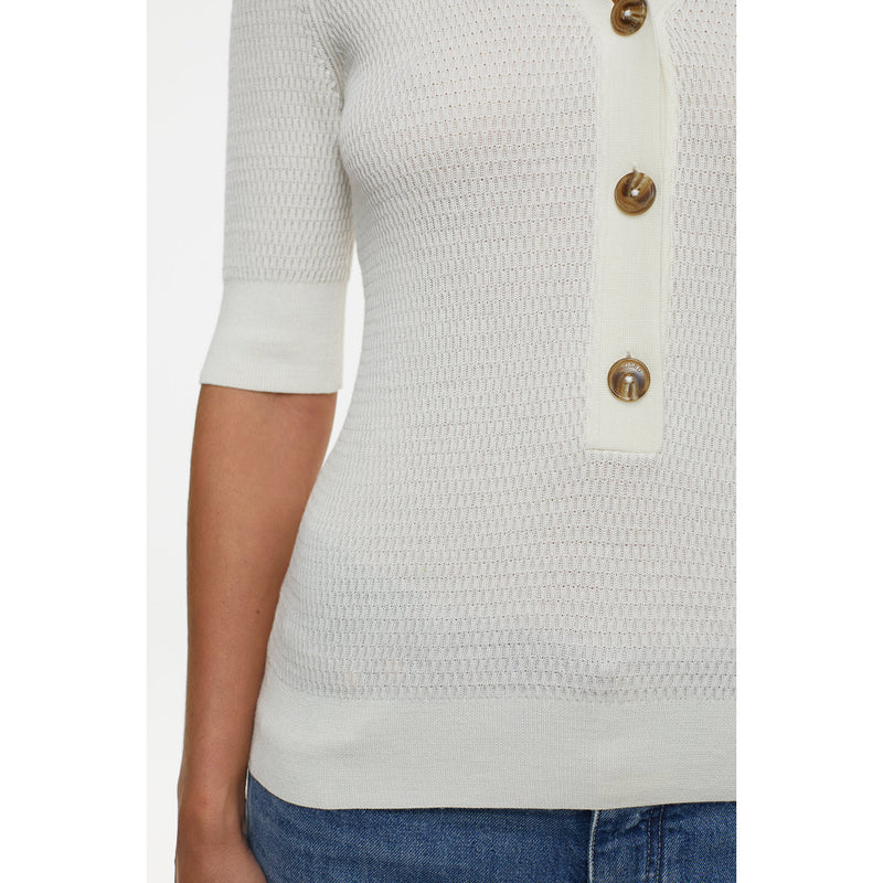 V-neck short sleeve ivory