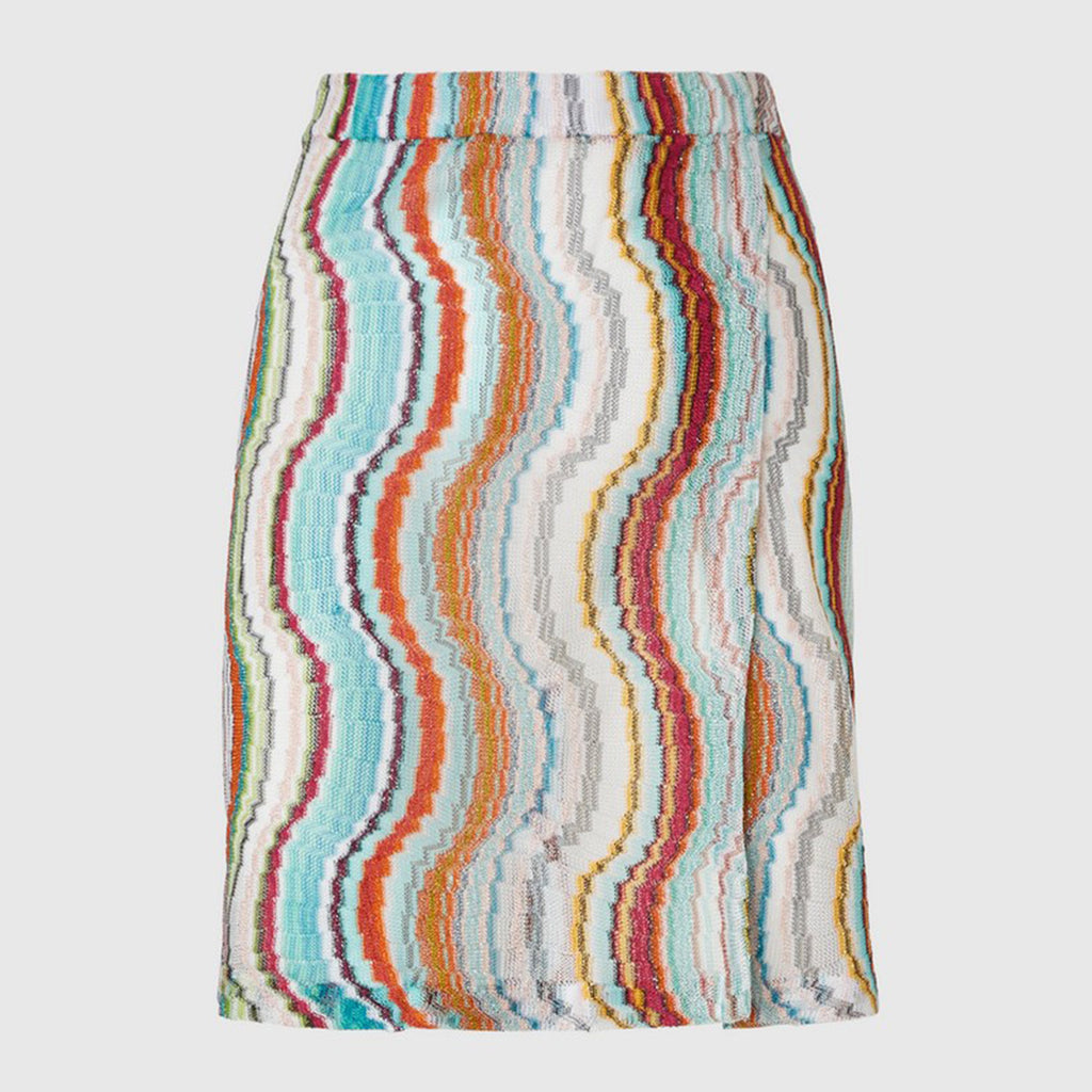 Mini skirt with slit multicolor