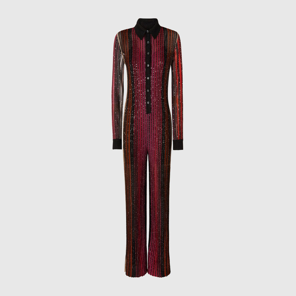 Jumpsuit with sequins red/brown/black colors