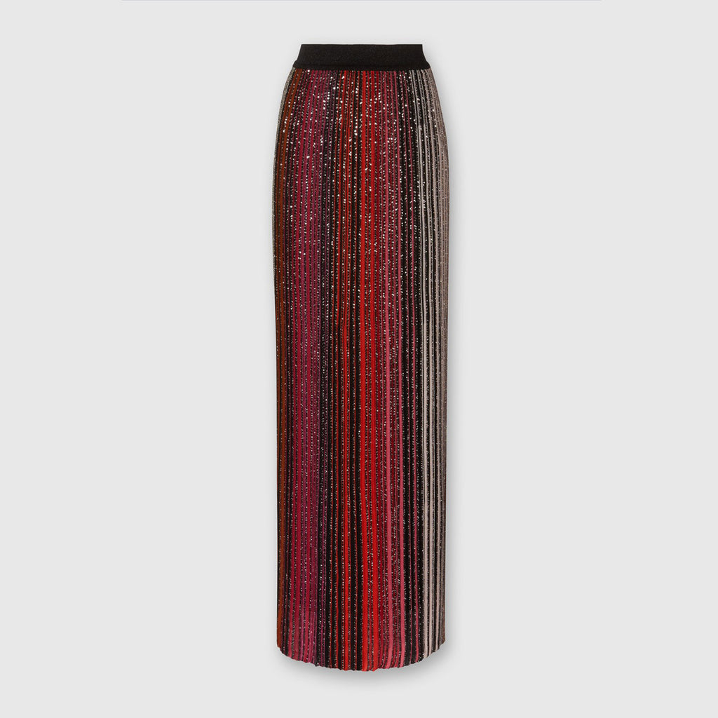 Long skirt with sequins red/brown/black colors