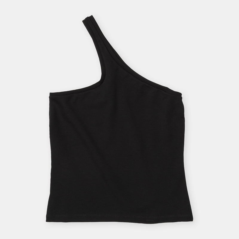 One shoulder tank top black