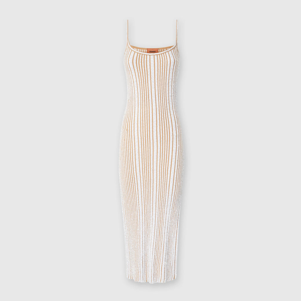 Strap dress with sequins white