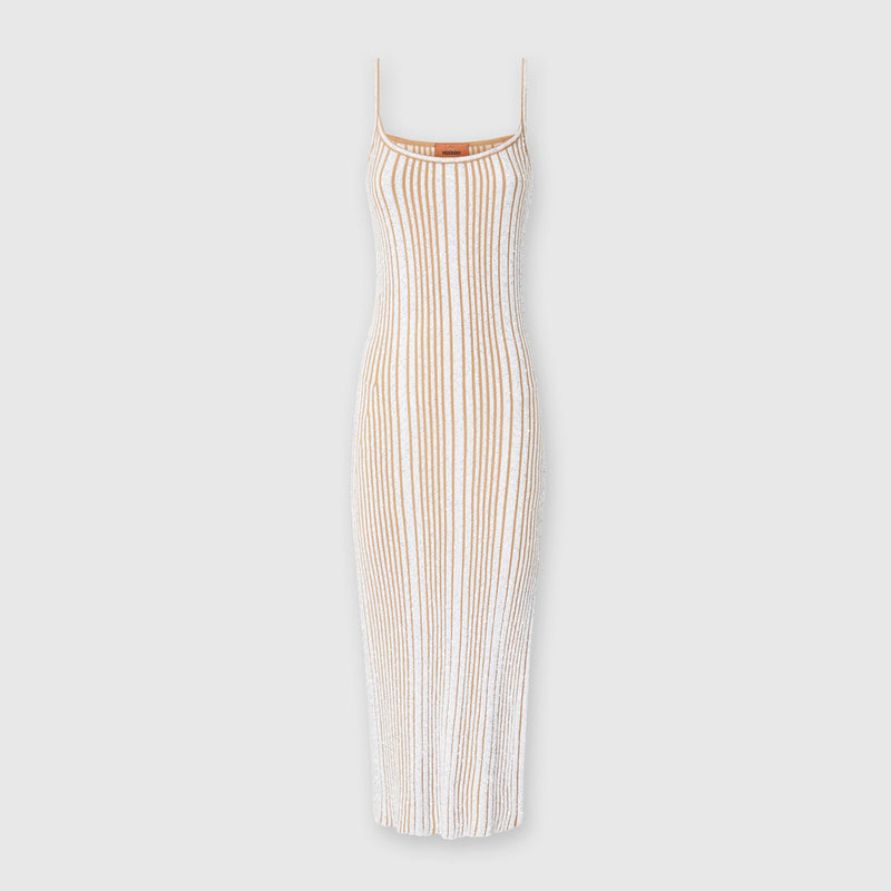 Strap dress with sequins white