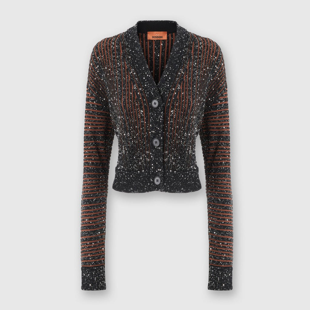 Cardigan with sequins black/brown