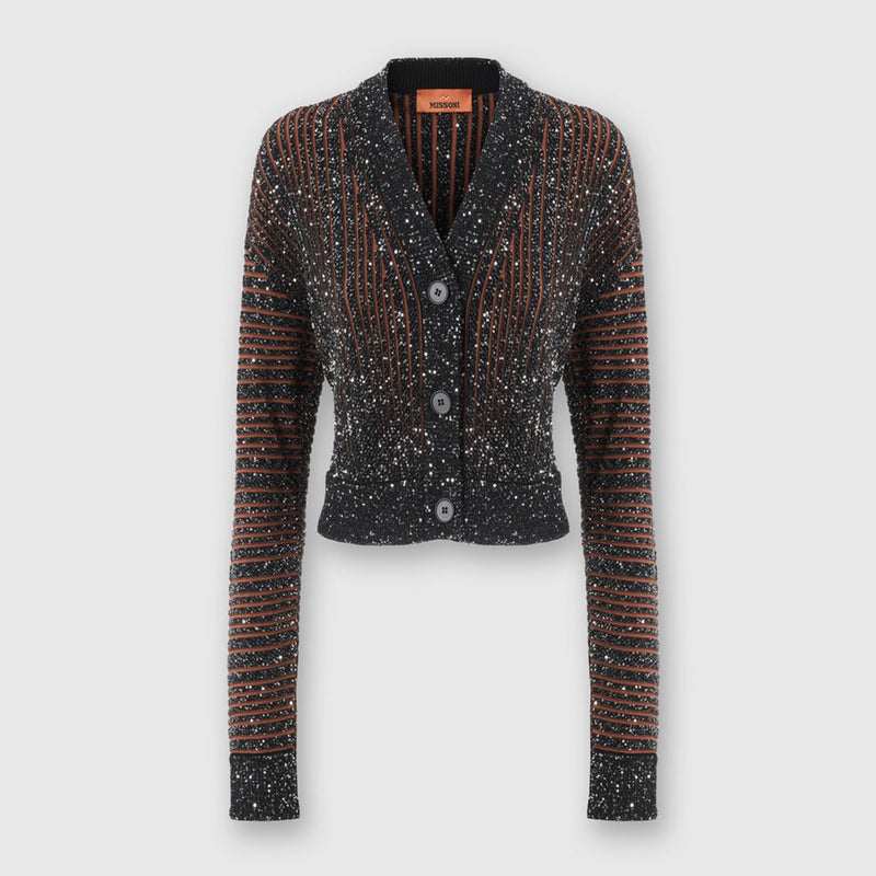 Cardigan with sequins black/brown