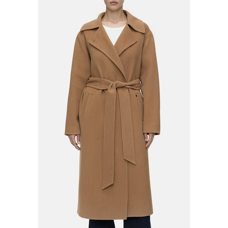 Wrap coat camel