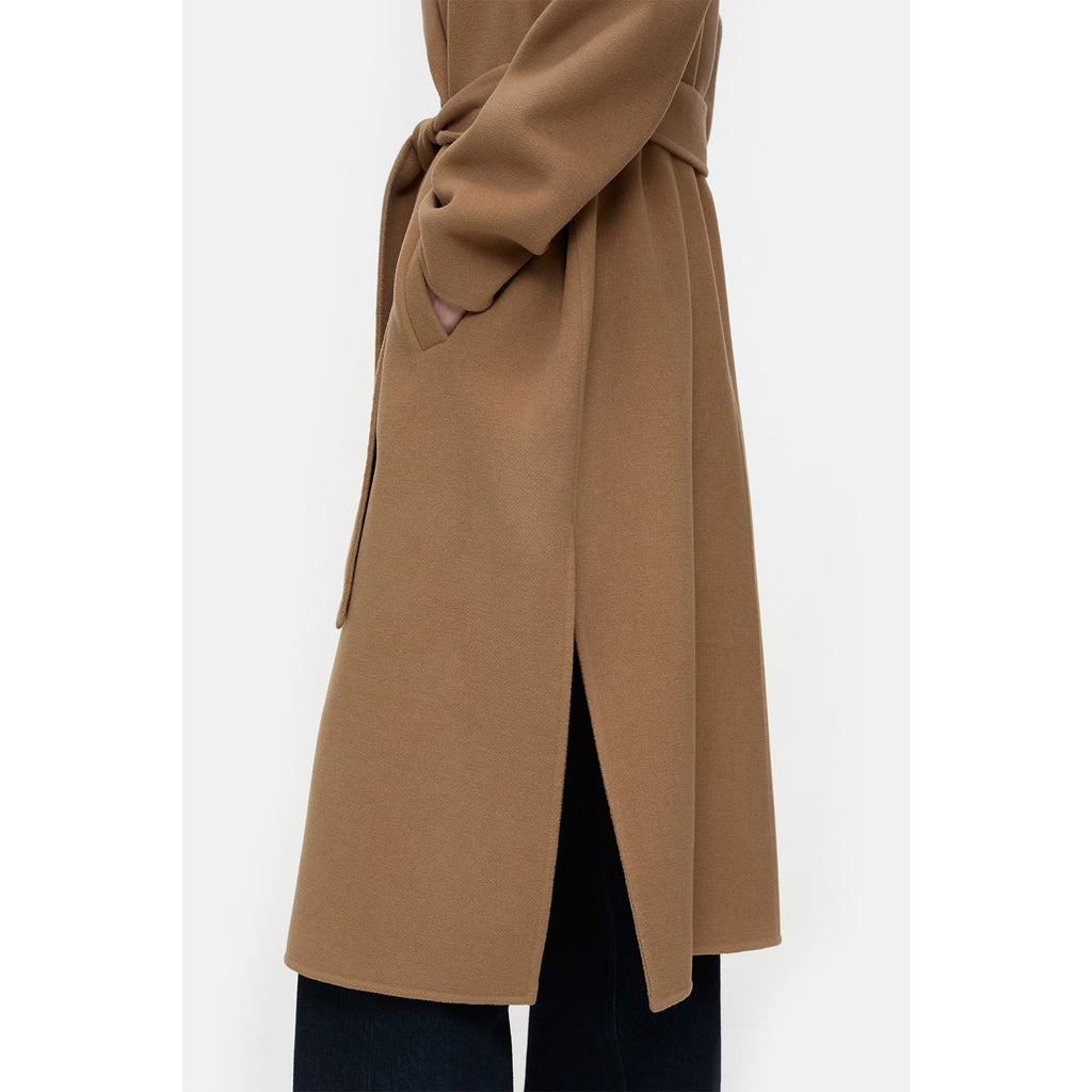 Wrap coat camel