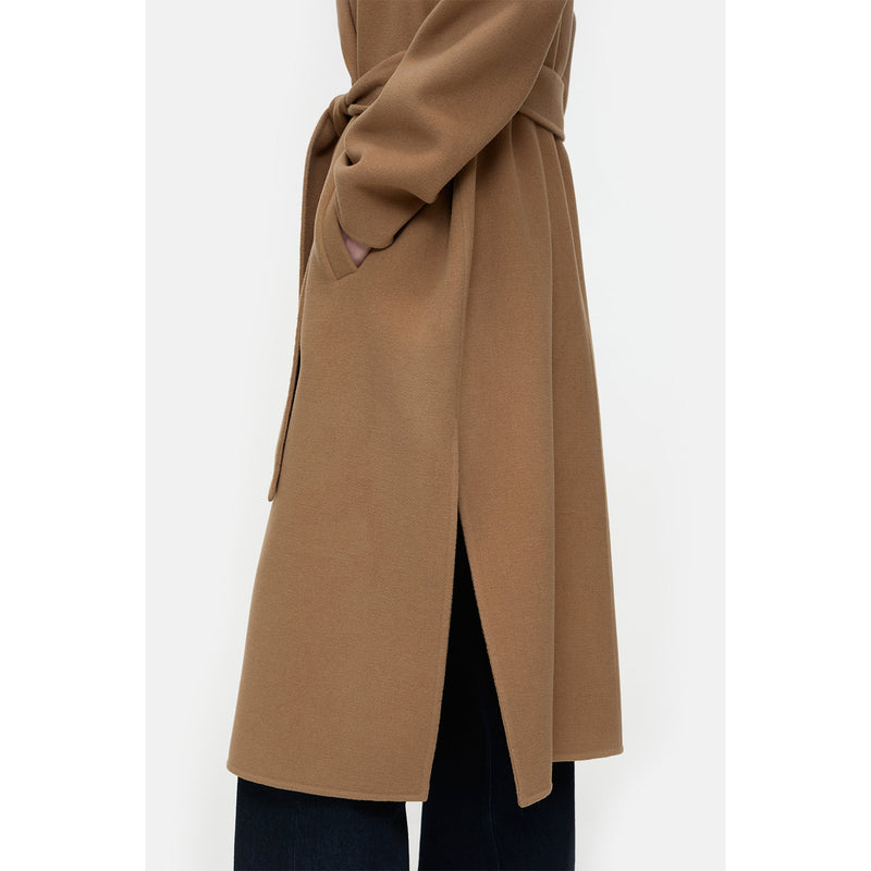 Wrap coat camel