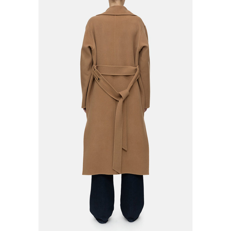 Wrap coat camel
