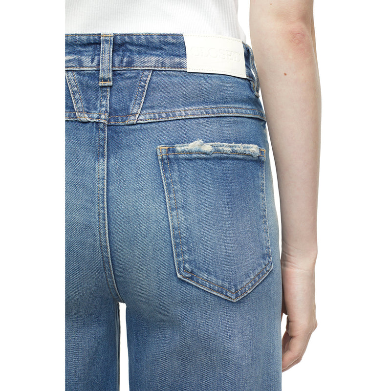 Glow-up jeans mid blue distressed hem