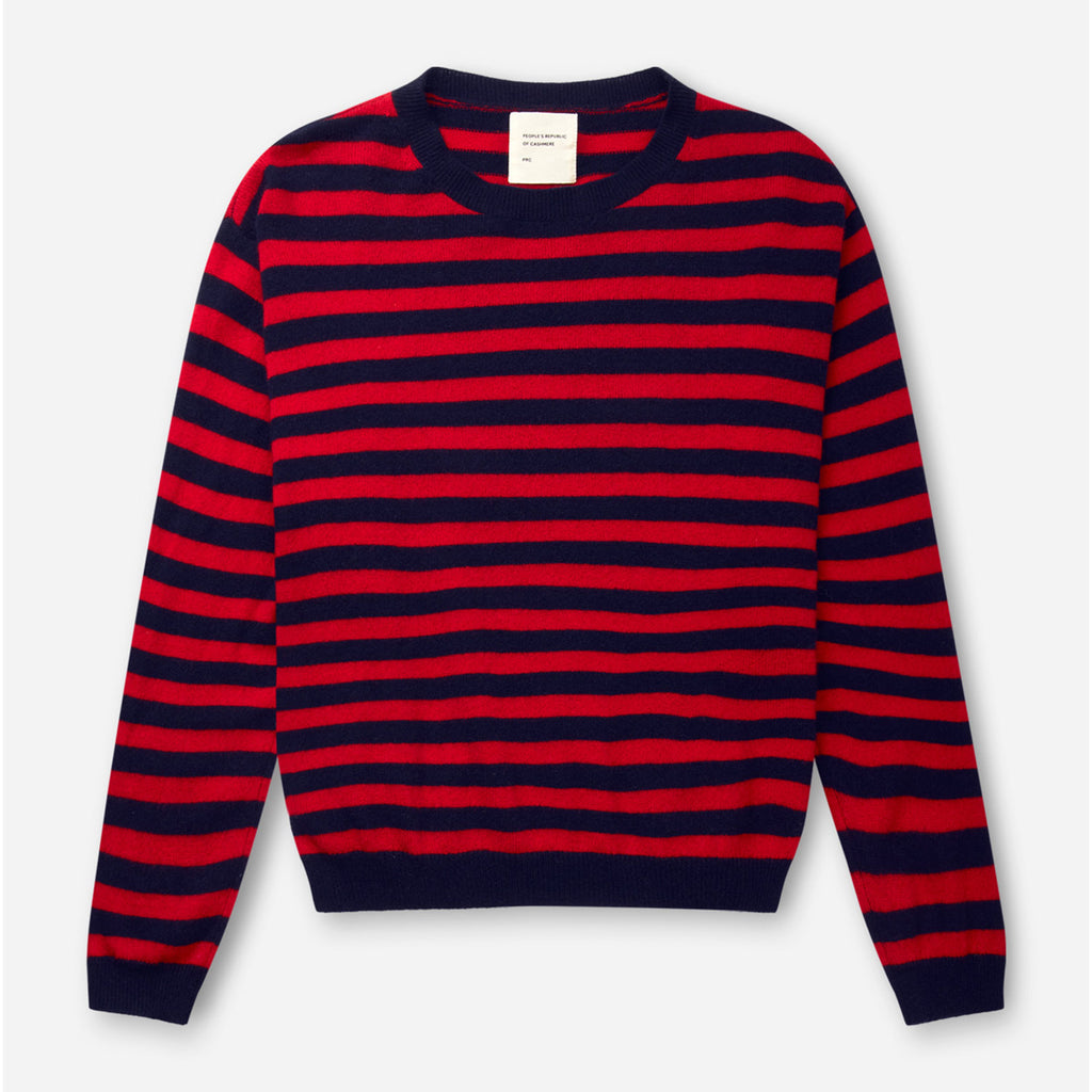 Women's oversized roundneck navy/bright red