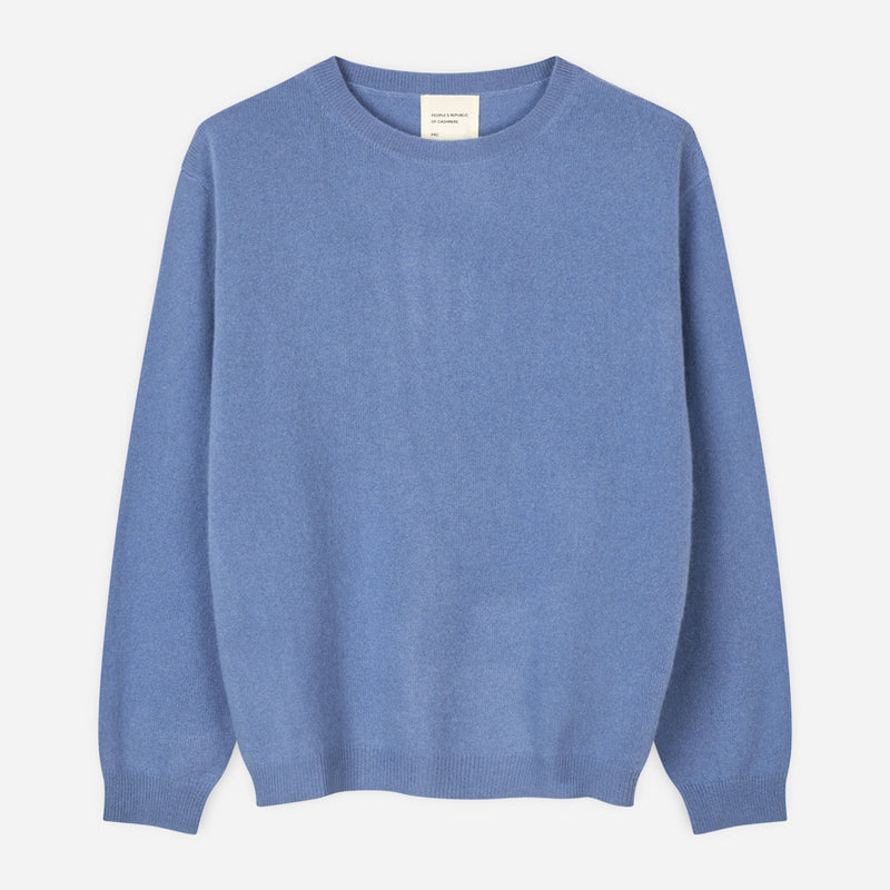 Women's oversized roundneck blue melange