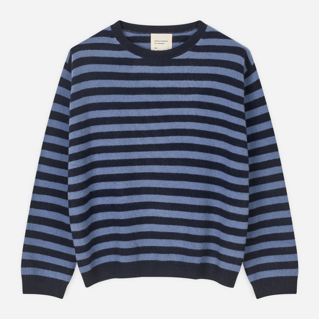 Women's oversized roundneck navy/blue melange