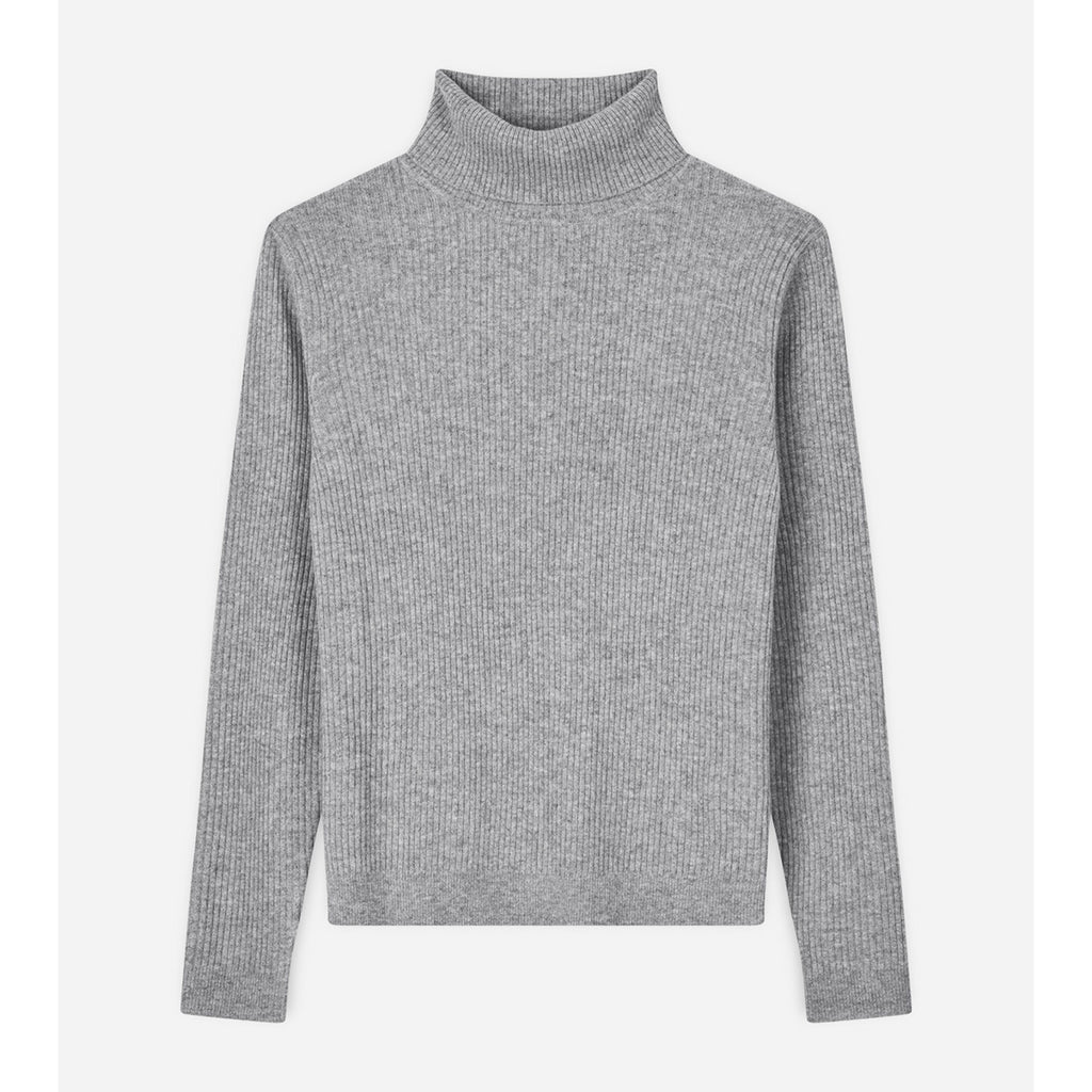 Women's ribbed turtleneck heather grey light