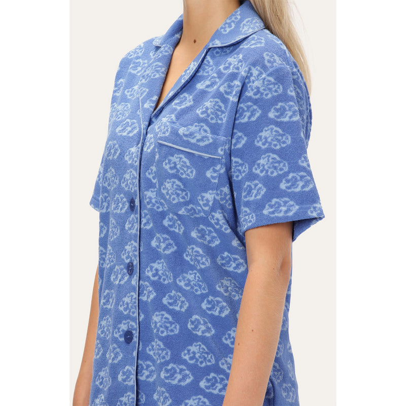 Flora shirt blue clouds