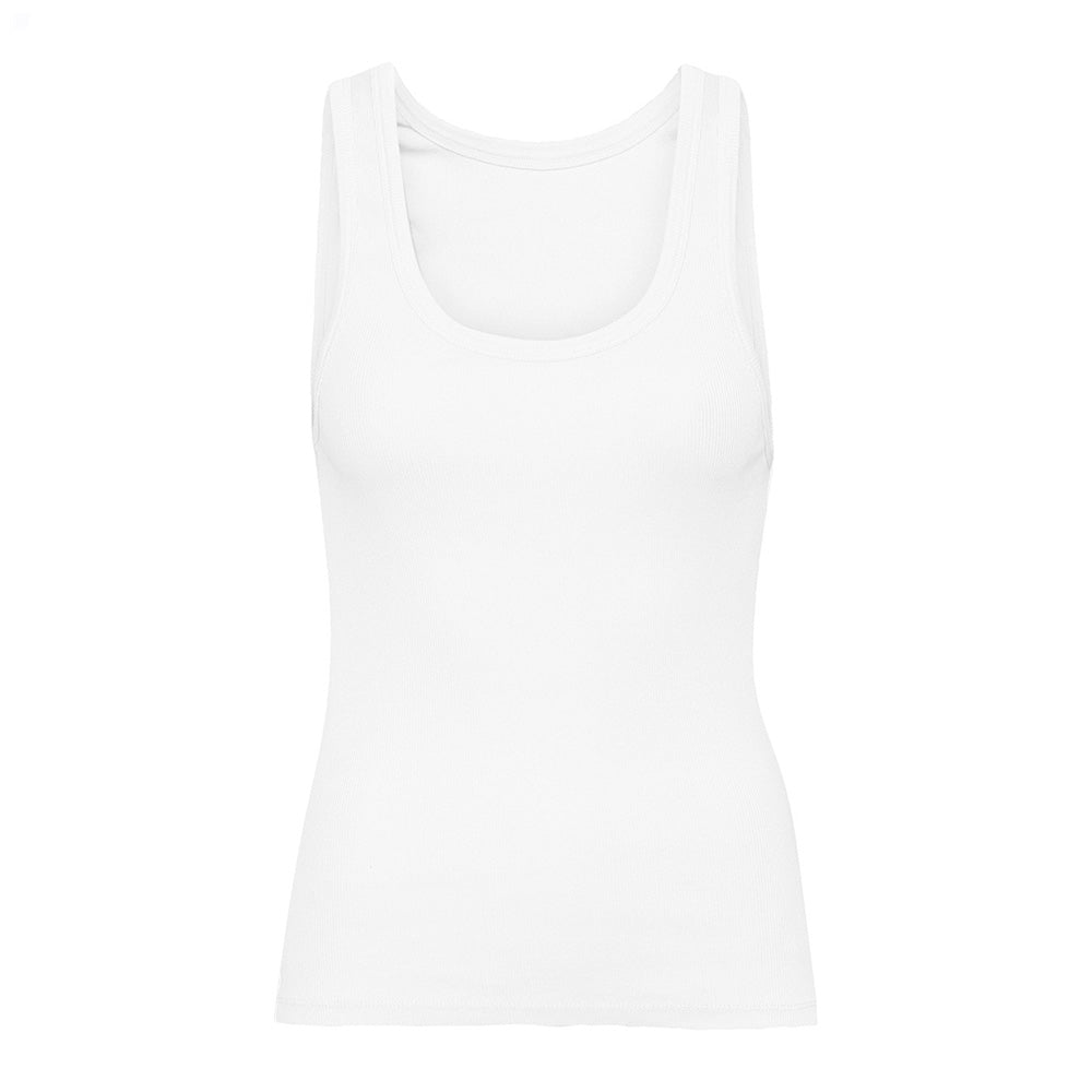 Women organic rib tank top optical white